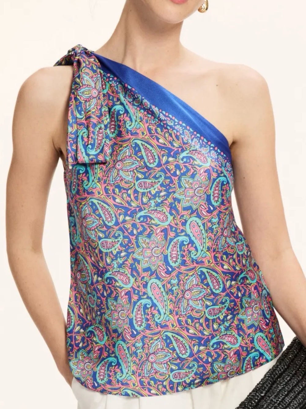 Lauren Ralph Lauren one shoulder paisley satin blouse